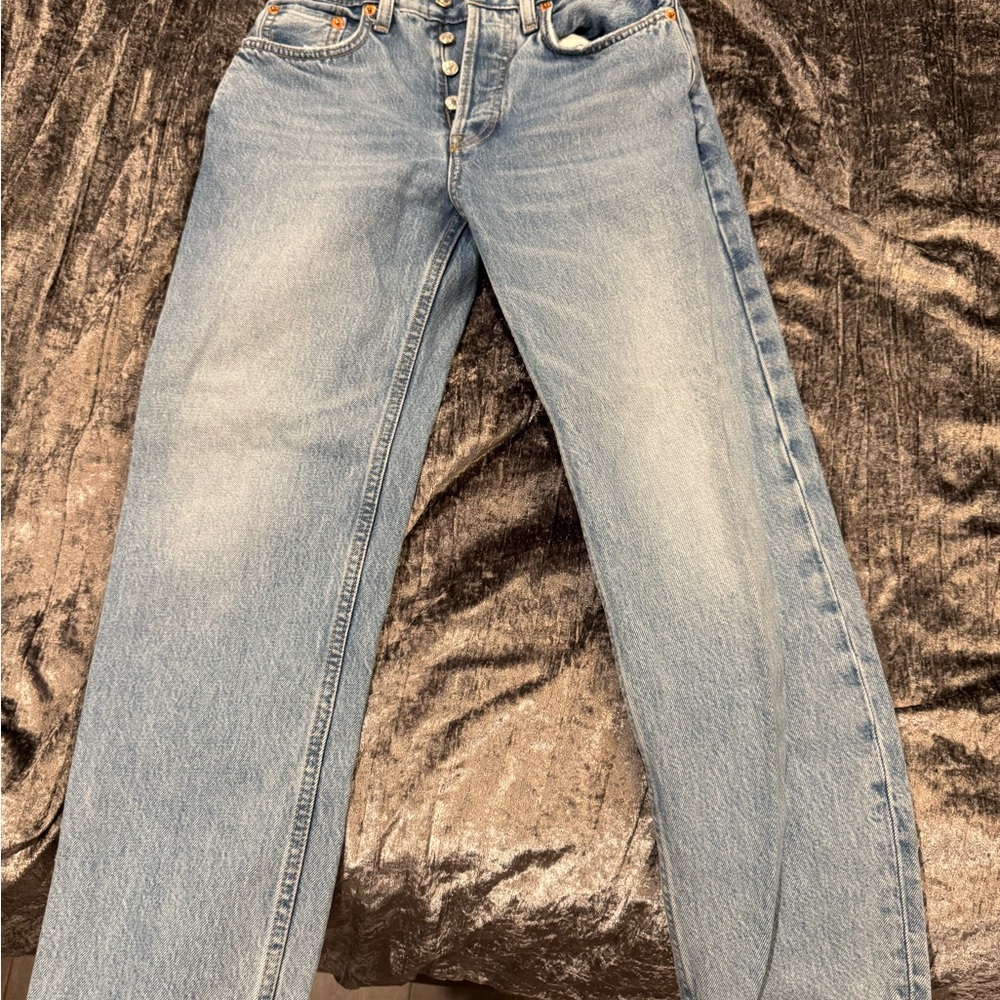 Re/Done Blue Straight Leg Jeans
